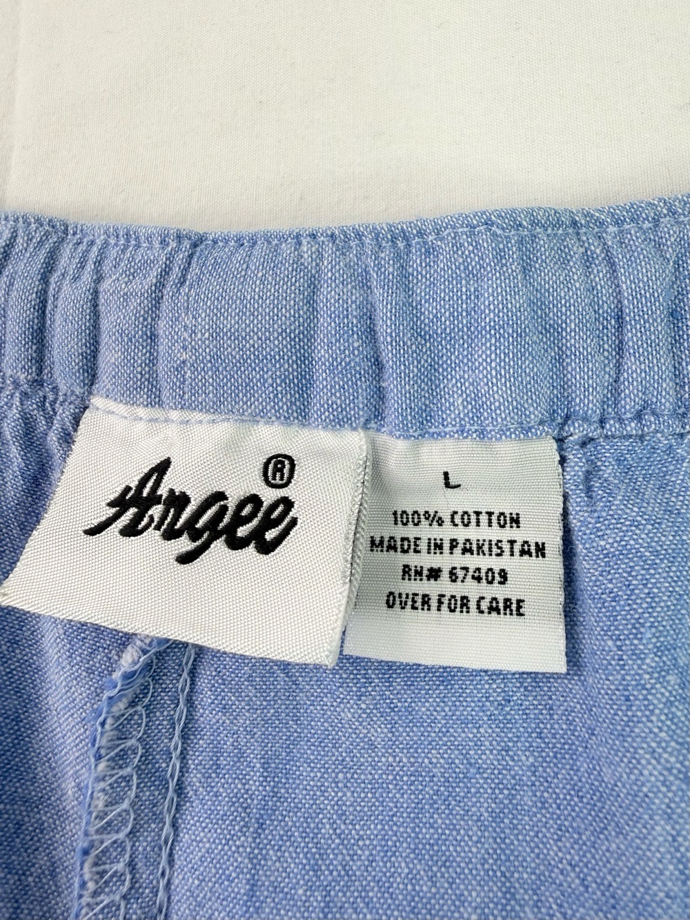 Argee Elastic Waist Light Blue Drawstring Cotton Pants Size Large - Picture 3 of 8
